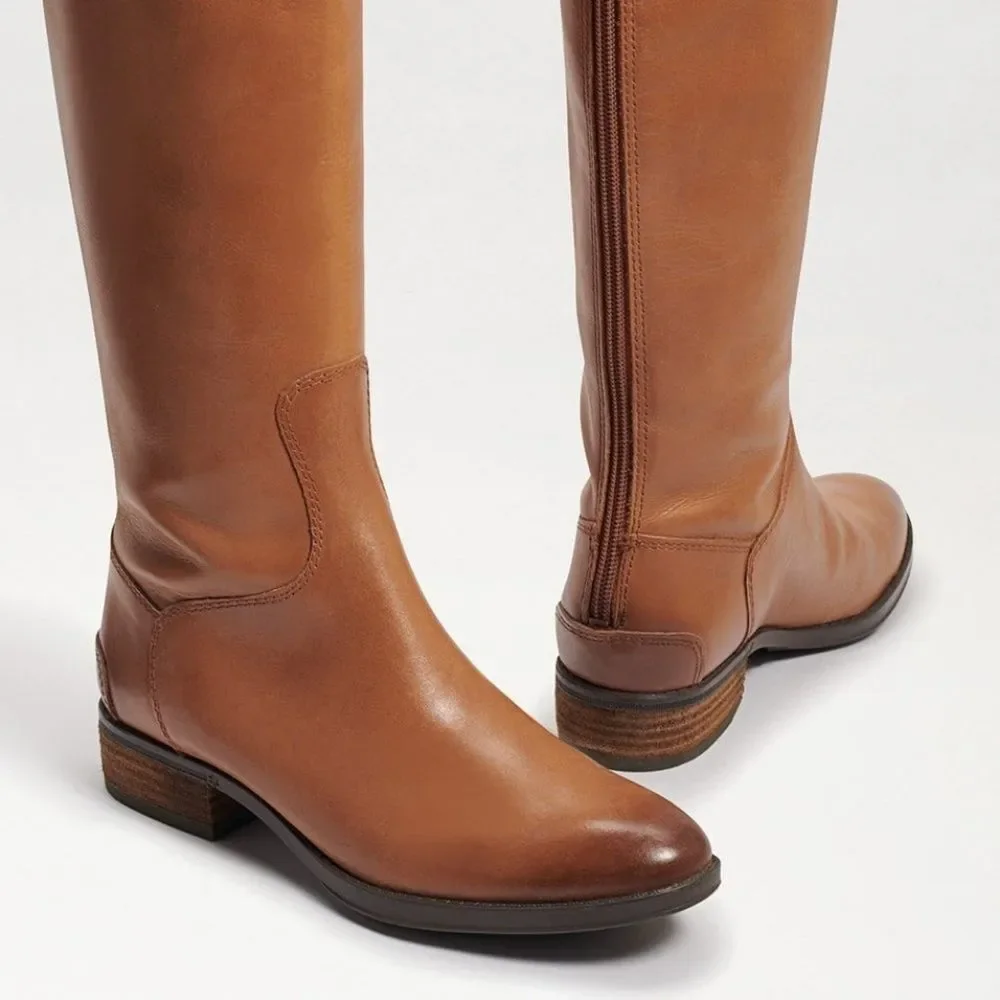 Sam Edelman Designer Penny Brown Leather Riding Knee-High Boots 7.5